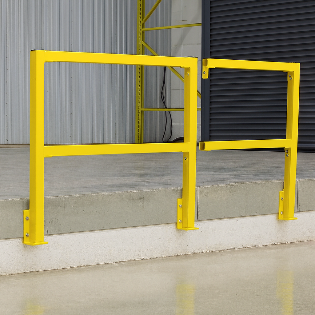 Heavy-duty steel safety barrier UK industrial guardrail protection system