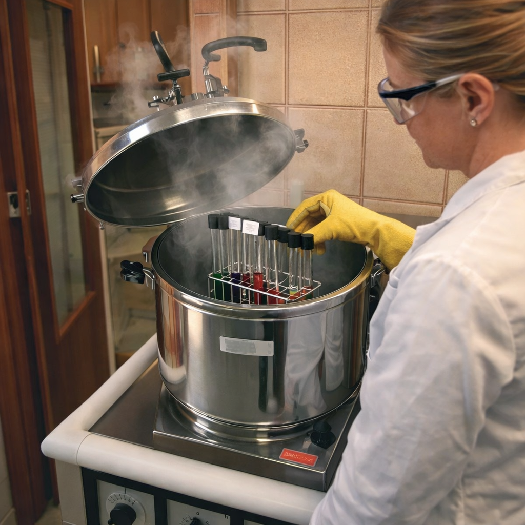 Professional laboratory autoclave UK medical sterilizer with precision temperature control for healthcare facilities