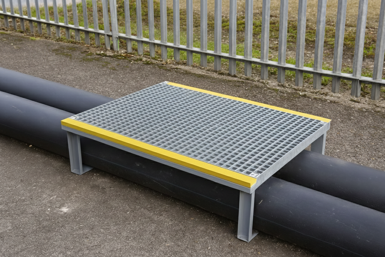 GRP Step-Over Platform for industrial access in UK facilities