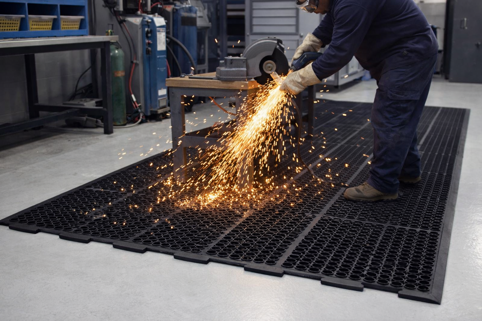 Industrial rubber drainage matting UK for factories and workshops