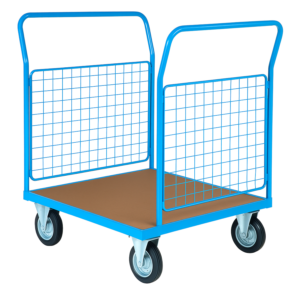Heavy Duty Platform Trolley with 2 Mesh Sides 500kg Capacity for UK Warehouses