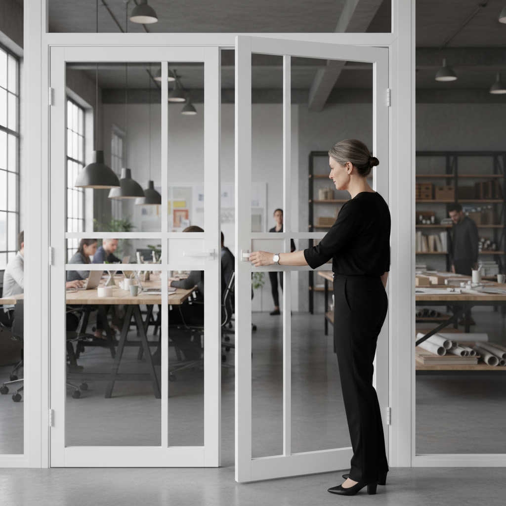 Premium Custom Made Industrial Style Door Pair with Tinted Glazing and Solid Core for Modern Interiors