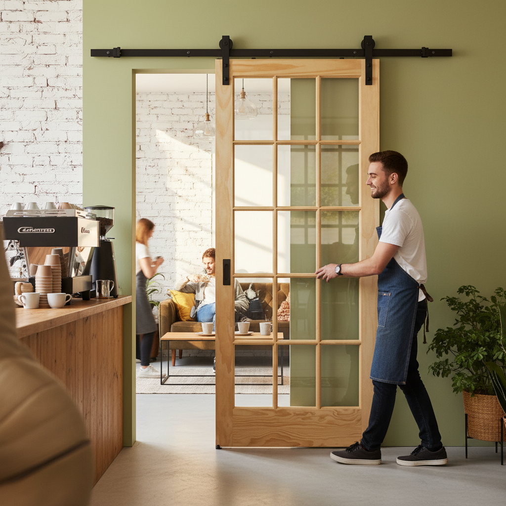 Clear Glass Sliding Door with Unfinished Clear Pine Frame