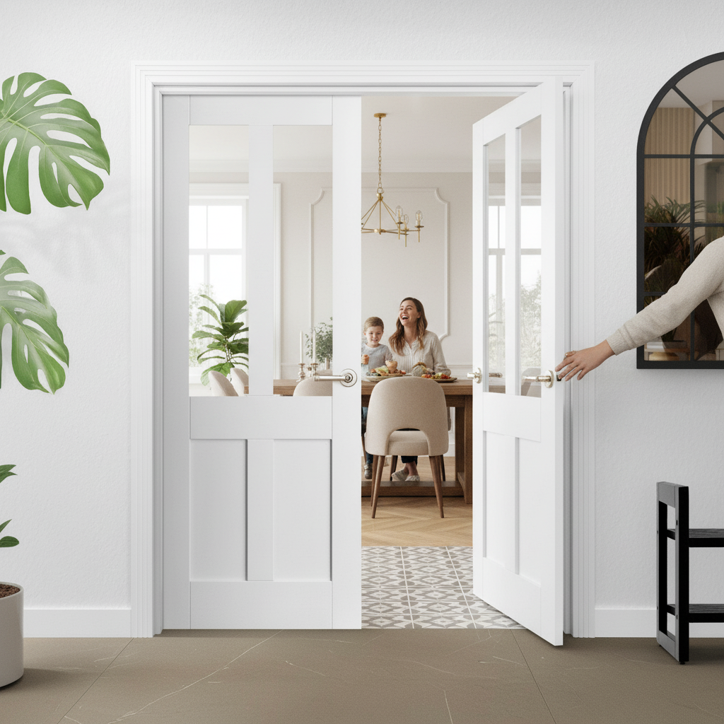 Internal White Primed Victorian 2 Panel 2 Light Clear Gla...