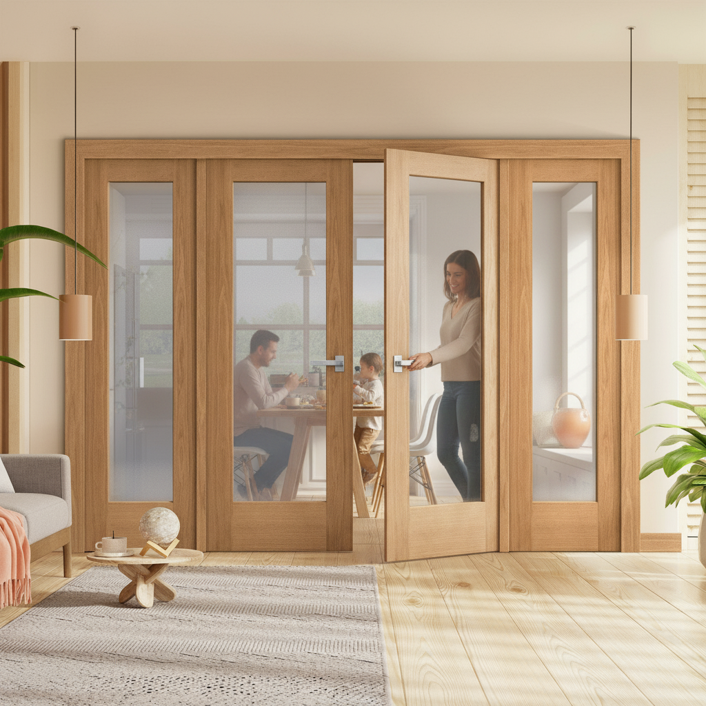 Internal Room Divider Set with Pattern 10 Obscure Glass P...
