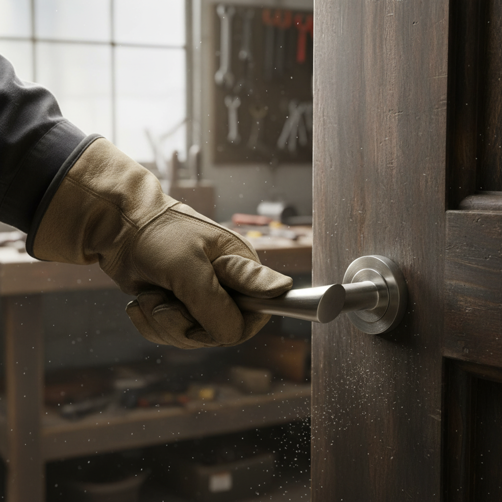 Contemporary Round Lever Door Handle in Satin Nickel Finish