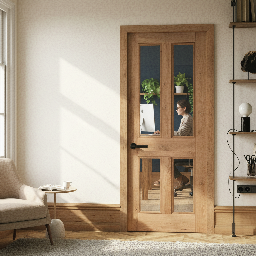 Internal Fully Finished Rustic Oak Victorian Glazed Door