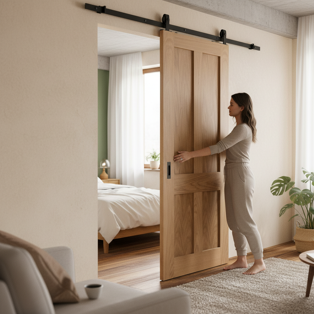 Unfinished Victorian 4 Panel Flat Sliding Door