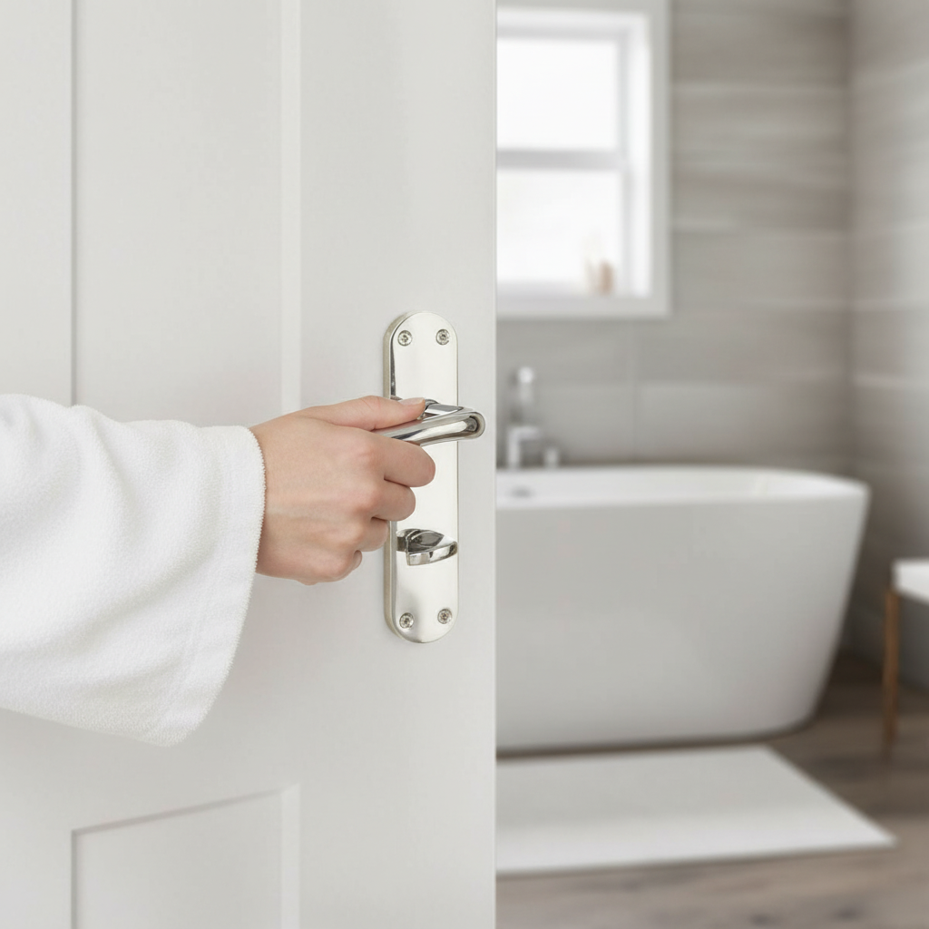 Lever on Backplate Bathroom Door Handle Set