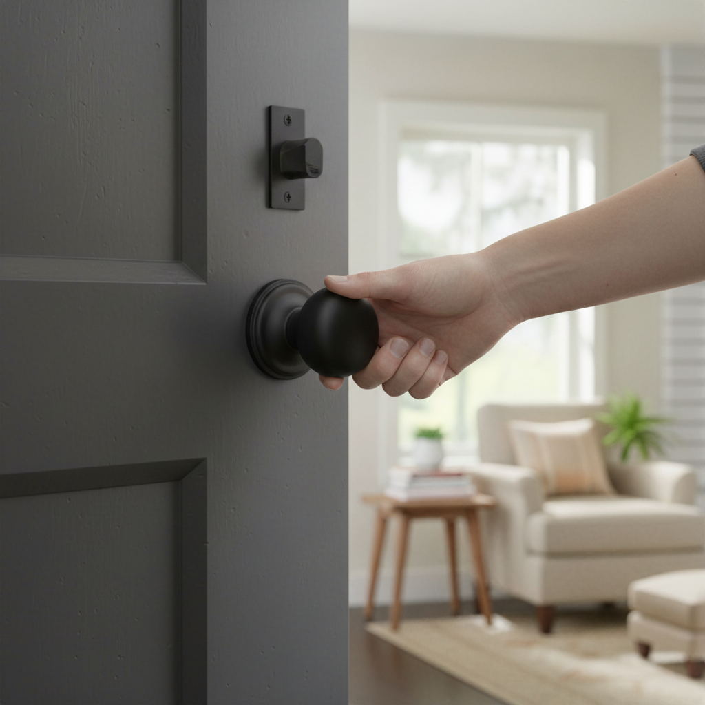 Mushroom Mortice Door Knob Set - Sleek Matt Black Finish