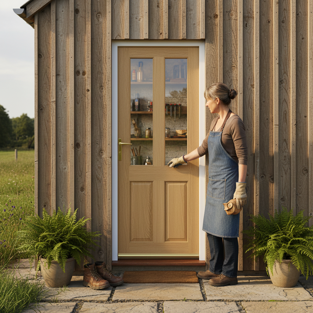 Unfinished Oak External Door with 4 Panels