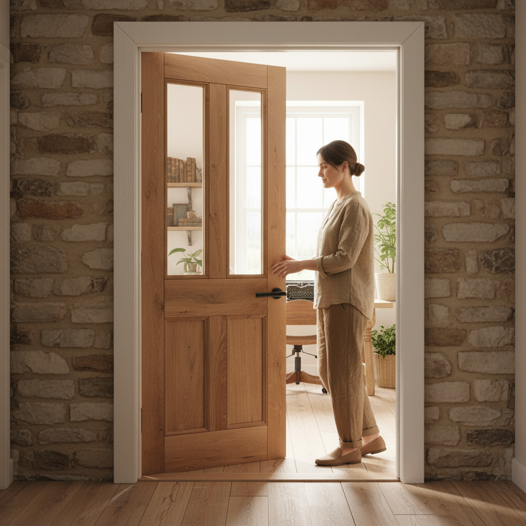 Internal Fully Finished Rustic Oak Victorian Glazed Door