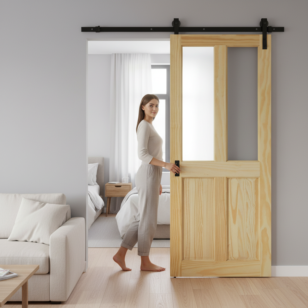 Clear Pine Internal Unfinished 2 Panel Sliding Door