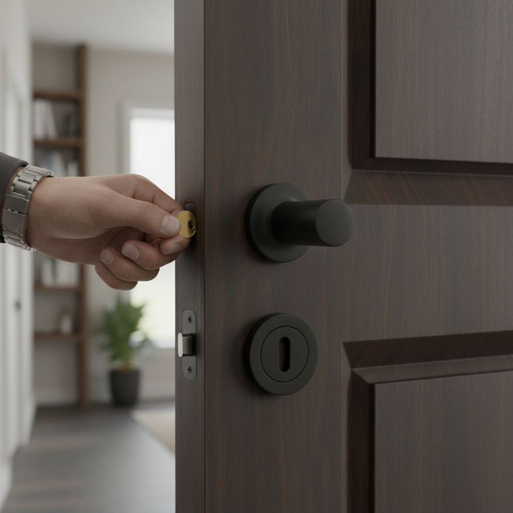 Round Key Escutcheon Pair in Matt Black Finish