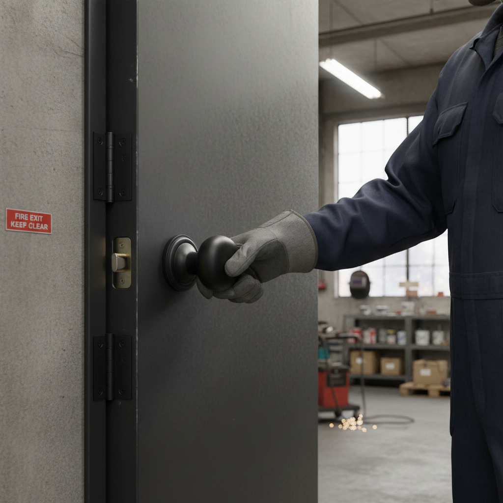 Matt Black Mushroom Mortice Fire Door Knob Set with Hinges