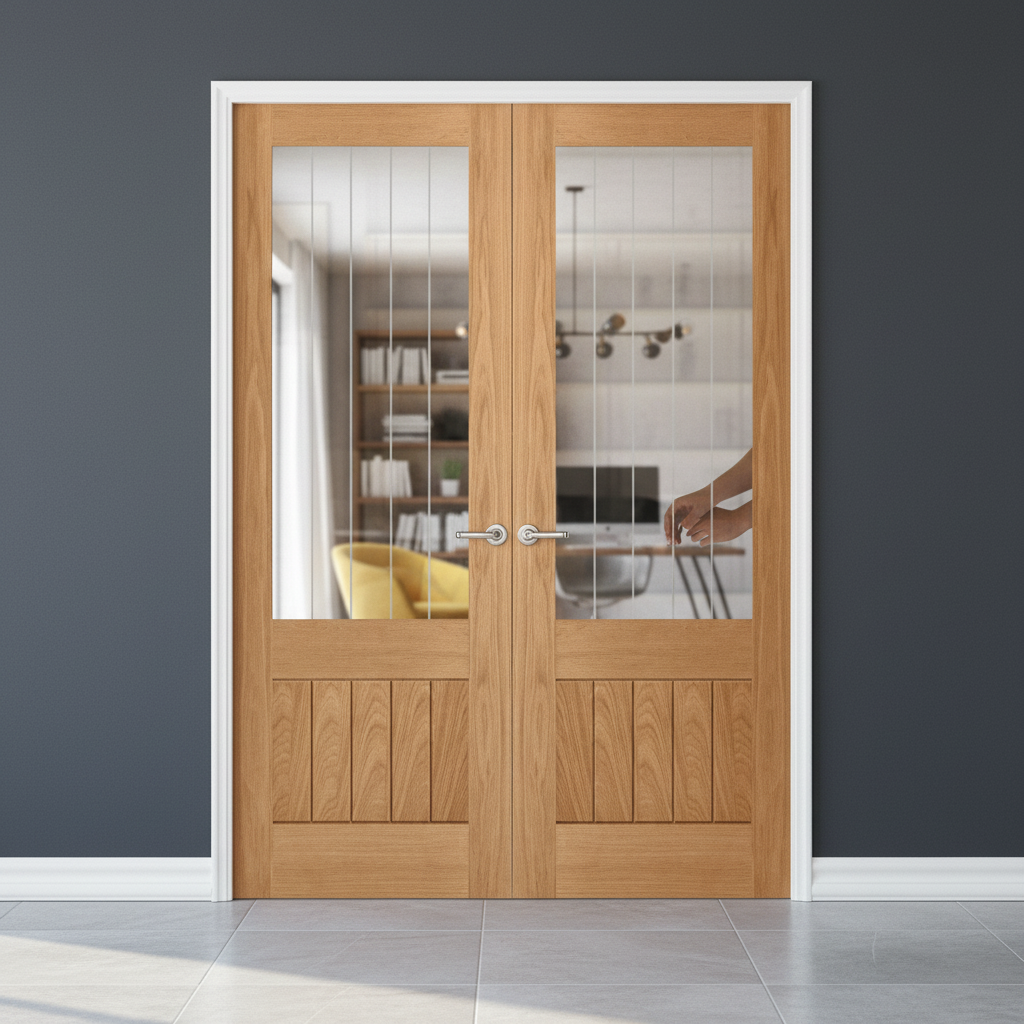 Internal Oak Fully Finished 1 Panel 1 Light Obscure Lined...