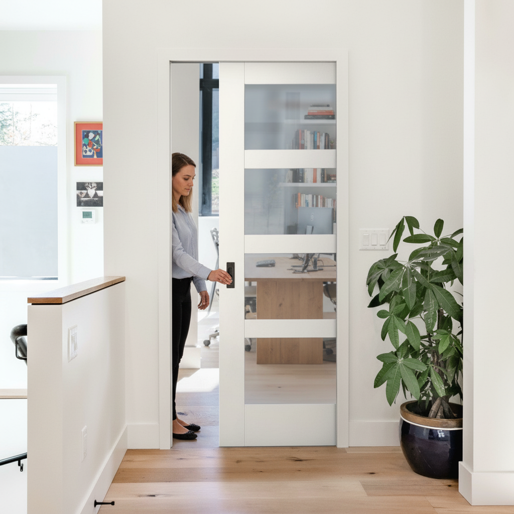 White Primed Internal Shaker 4 Light Obscure Glass Pocket...