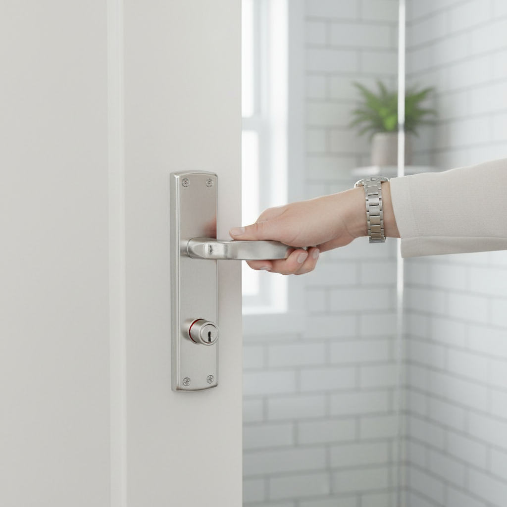 Bathroom Door Handle Set with Two-Tone Polished & Satin C...