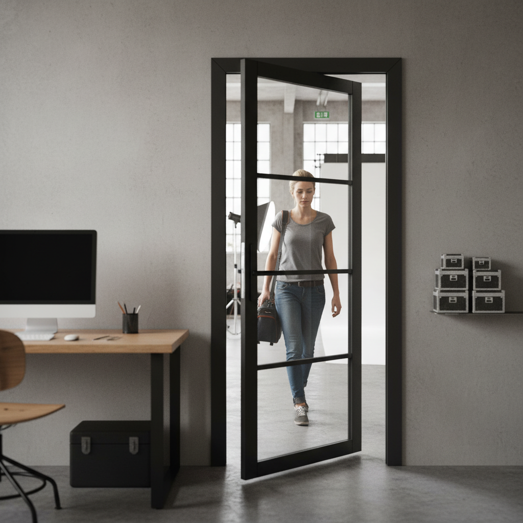 Fully Finished Internal Door with 4 Clear Glass Panels - ...