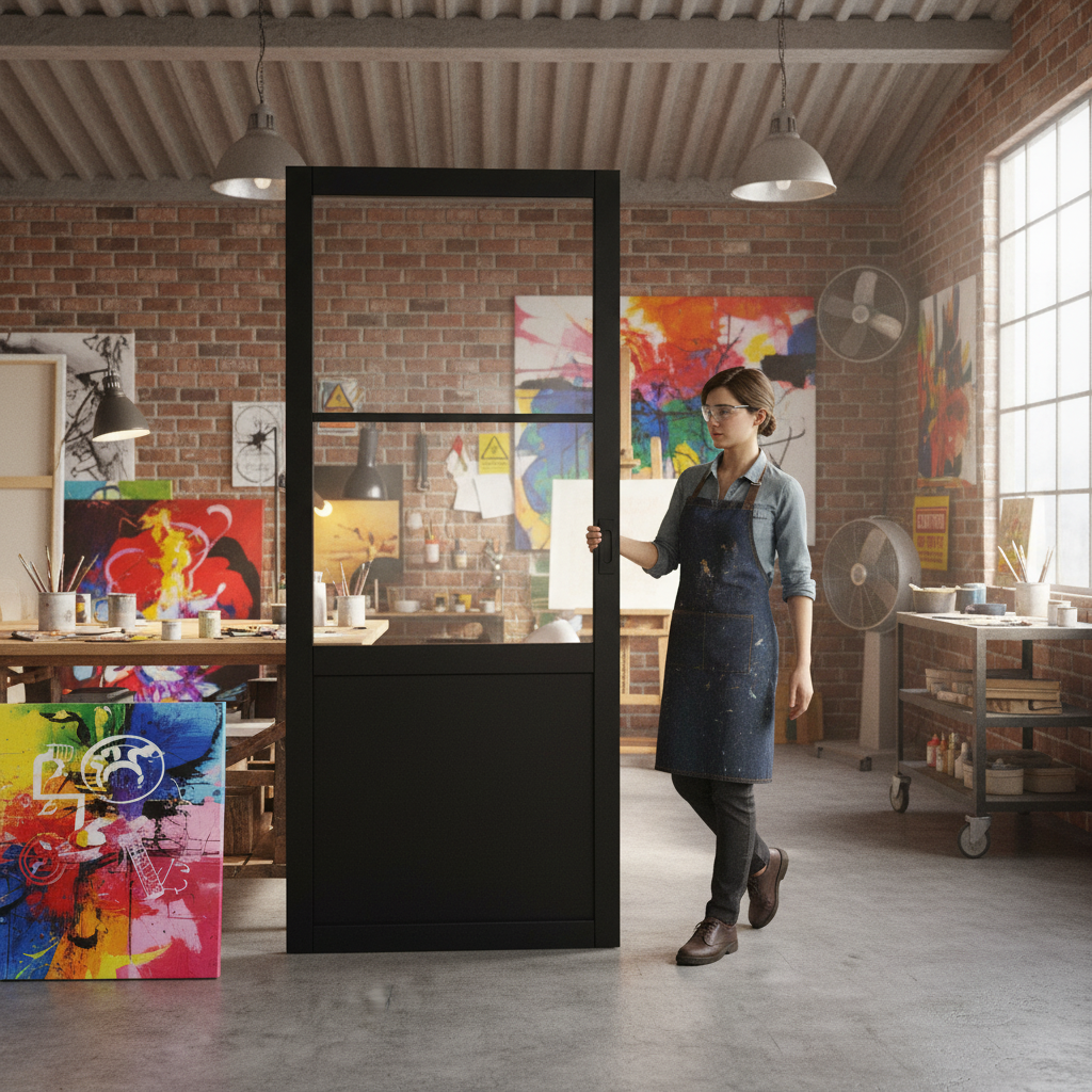 Internal Finished Industrial Studio Pocket Door Set