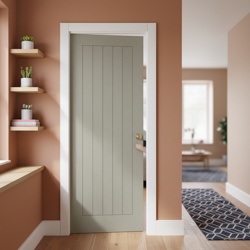 Internal Fully Finished Grey Cottage Door with 5 Stylish ...
