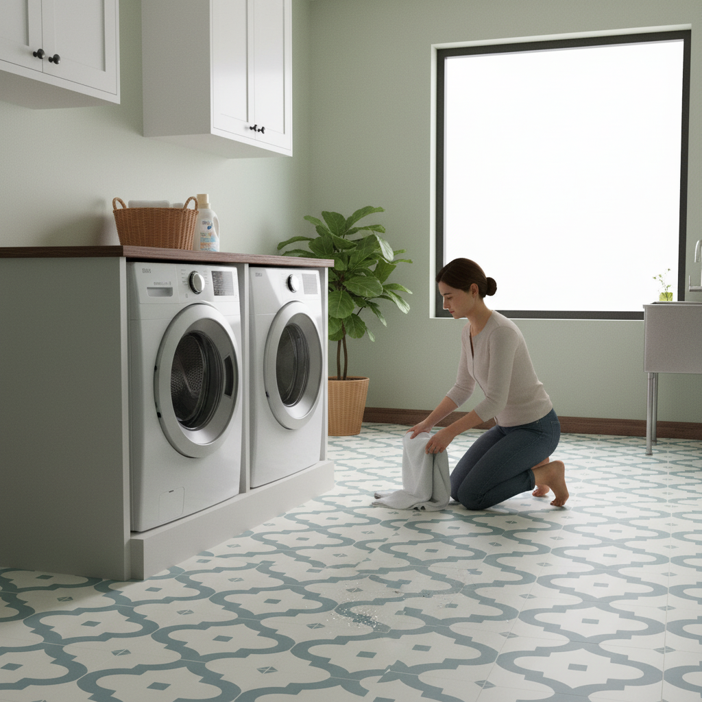 Retro Water-Resistant 8mm Laminate Flooring with Tile Effect