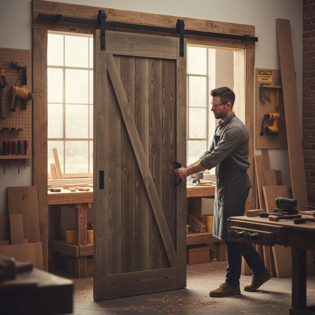 Carbonised Internal Pine 1 Panel Brace Sliding Barn Door