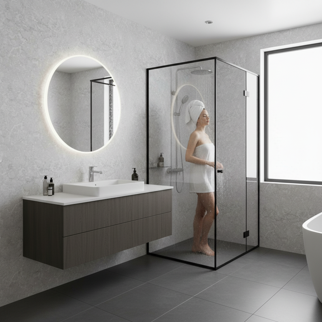 Grey Concrete PVC Waterproof Wall Panelling - Mould-Resis...