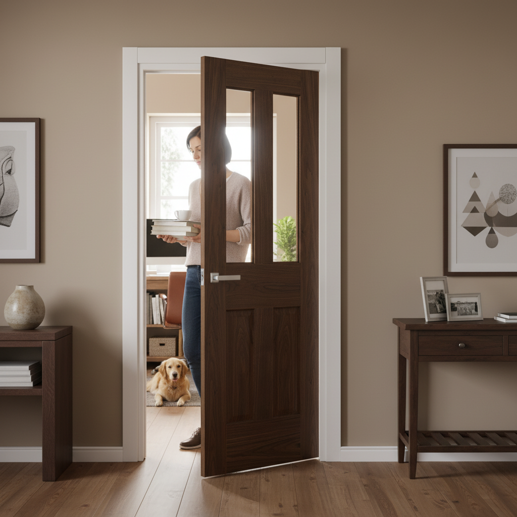 Internal Walnut Fully Finished 1 Light Victorian Door