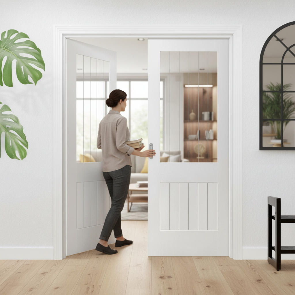 Internal Cottage Door Pair with Etched Glass