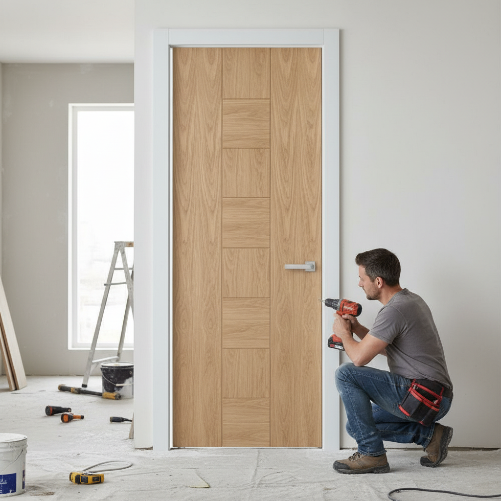 Premium Modern Internal Unfinished Cube Door with Customizable Surface and Durable White Oak Construction