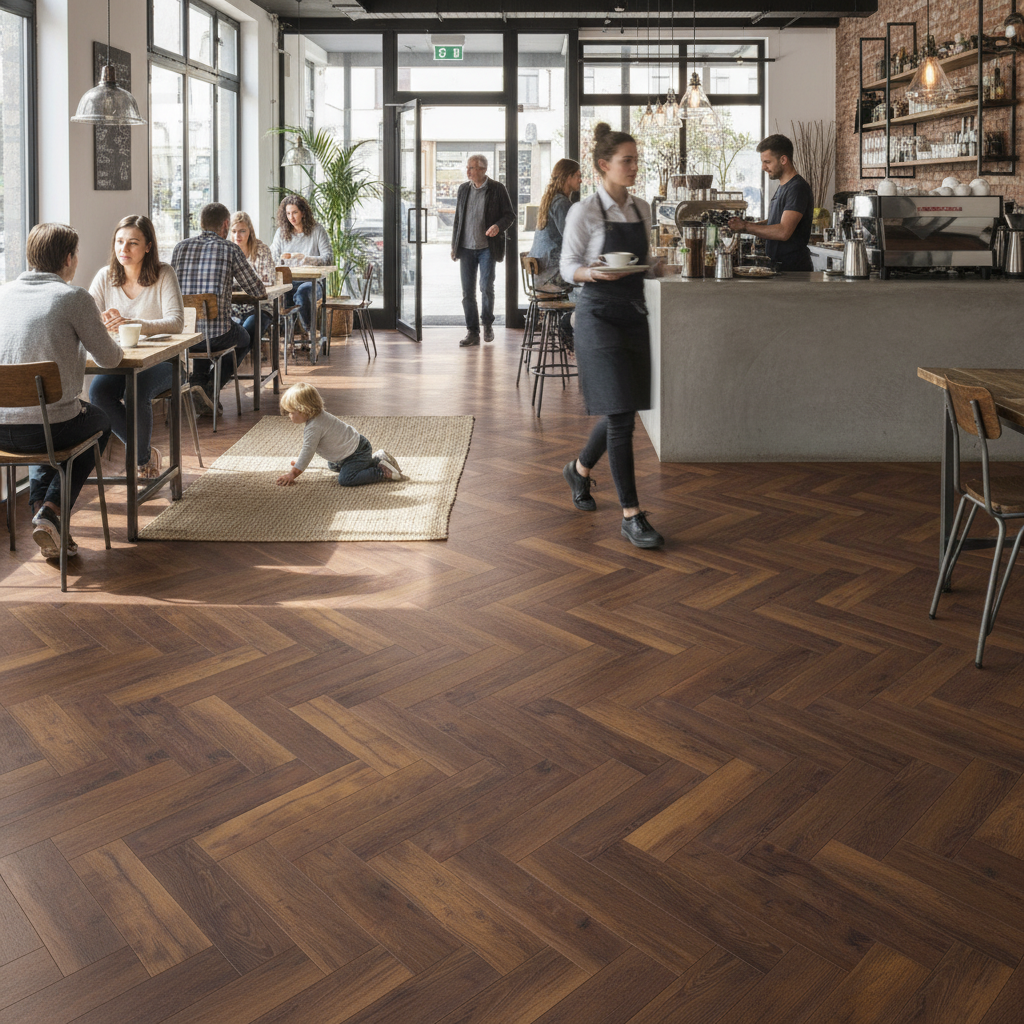 Herringbone 8mm Laminate Flooring with 4V Bevel Edge, AC4...
