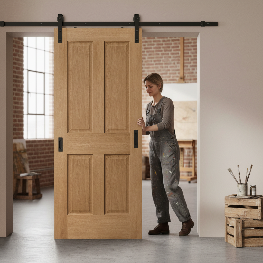 Unfinished Traditional Victorian 4 Panel Sliding Door Set
