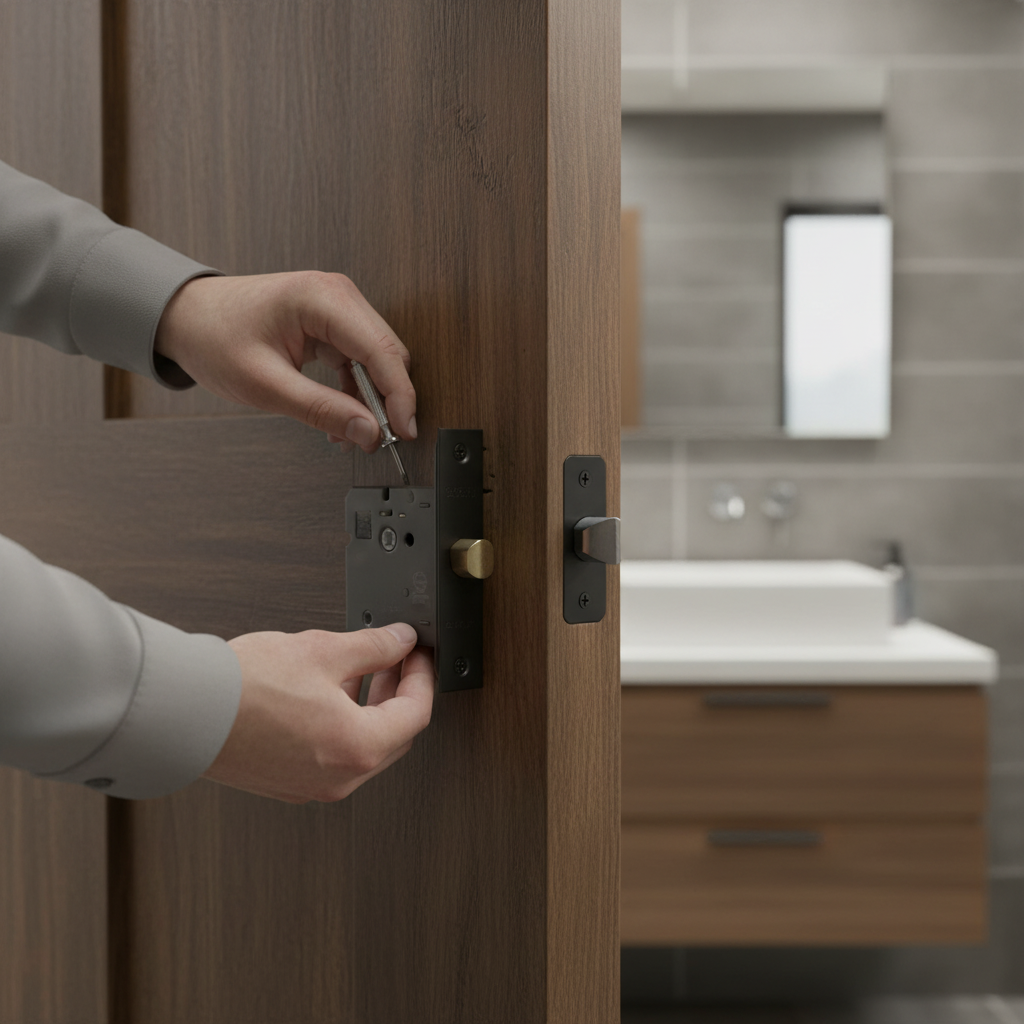 76mm (3'') Bathroom Lock - Matt Black Finish