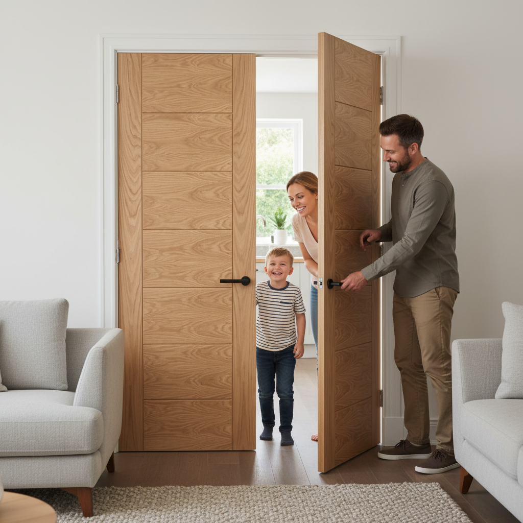 Internal Oak Fully Finished Pedrena Pair Door - 35mm Thic...