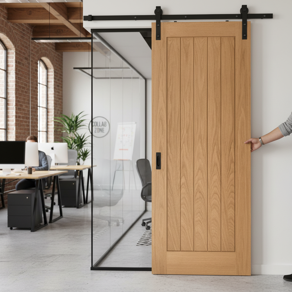 Fully Finished Internal Oak Sliding Door Set