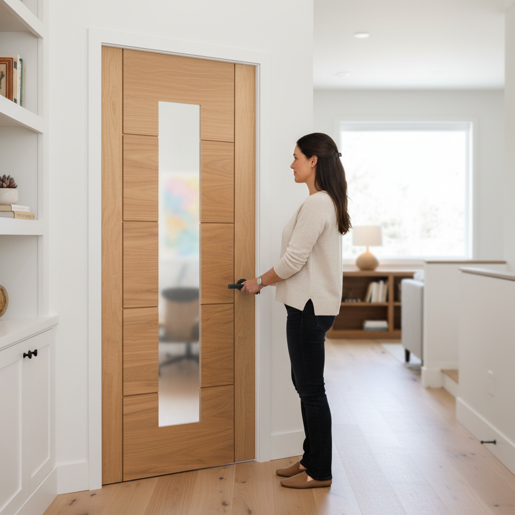Premium Made-to-Measure Oak Internal Door with Obscure Glass for Privacy and Natural Light, Custom Sizes Available