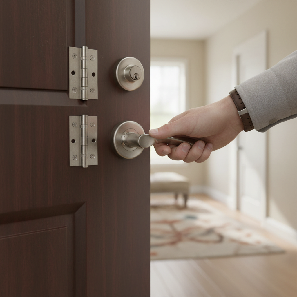 Lever On Round Rose Handle Set with Satin Nickel Finish