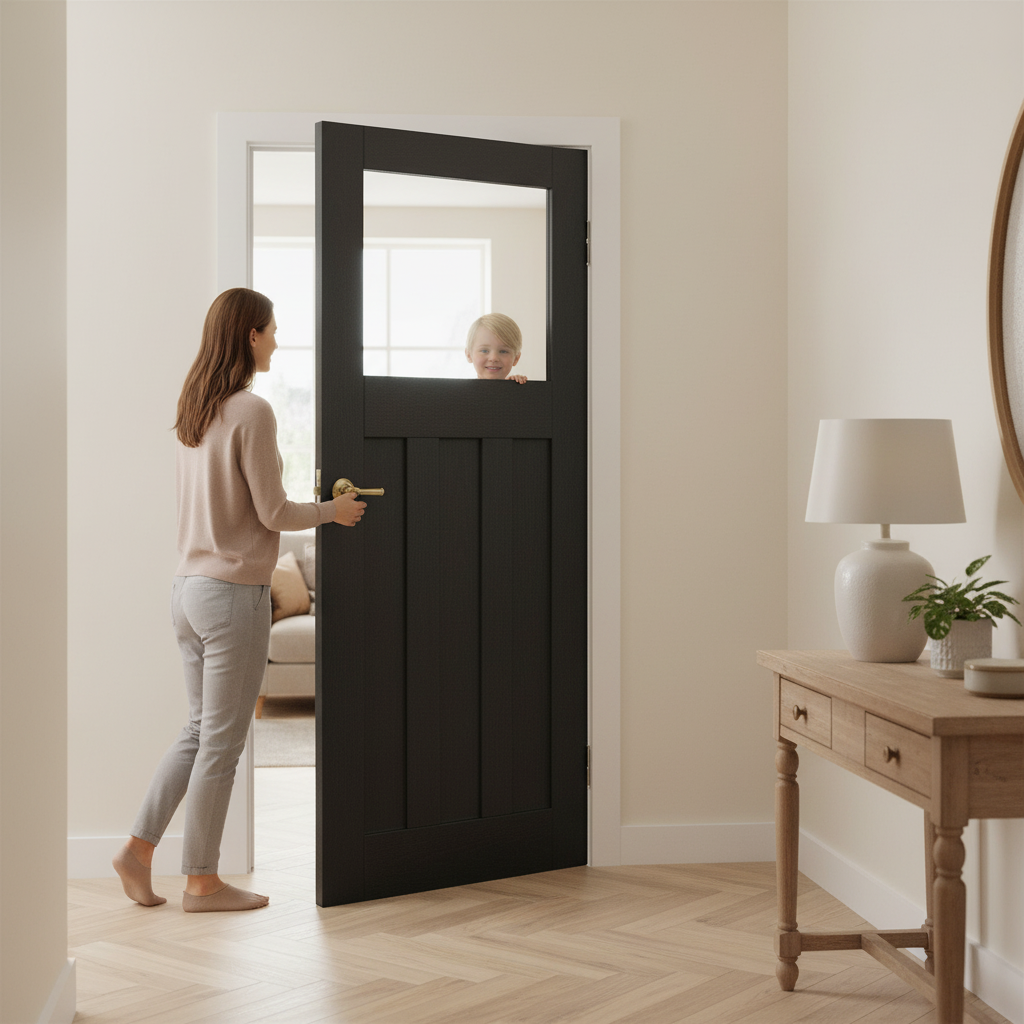 Premium Internal Fully Finished 1930's DX 3 Panel Door with Clear Toughened Glass for Elegant Interiors