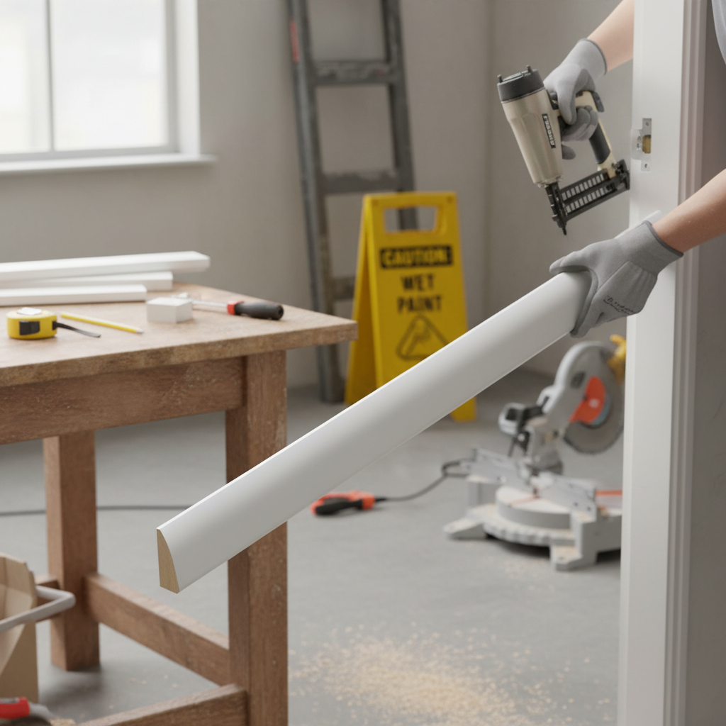 Premium White Painted Rounded Architrave 2.4m Length 17mm x 63mm for Stylish Interior Decor