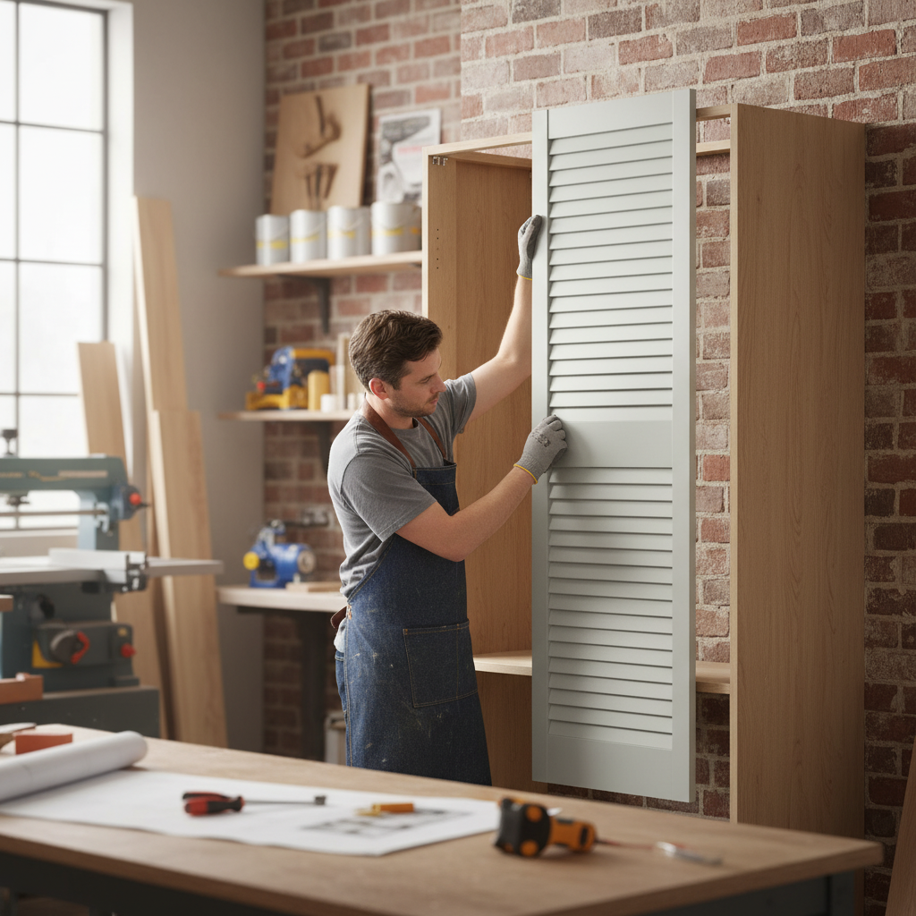 28mm Thick Open Louvre Door in Silk Grey