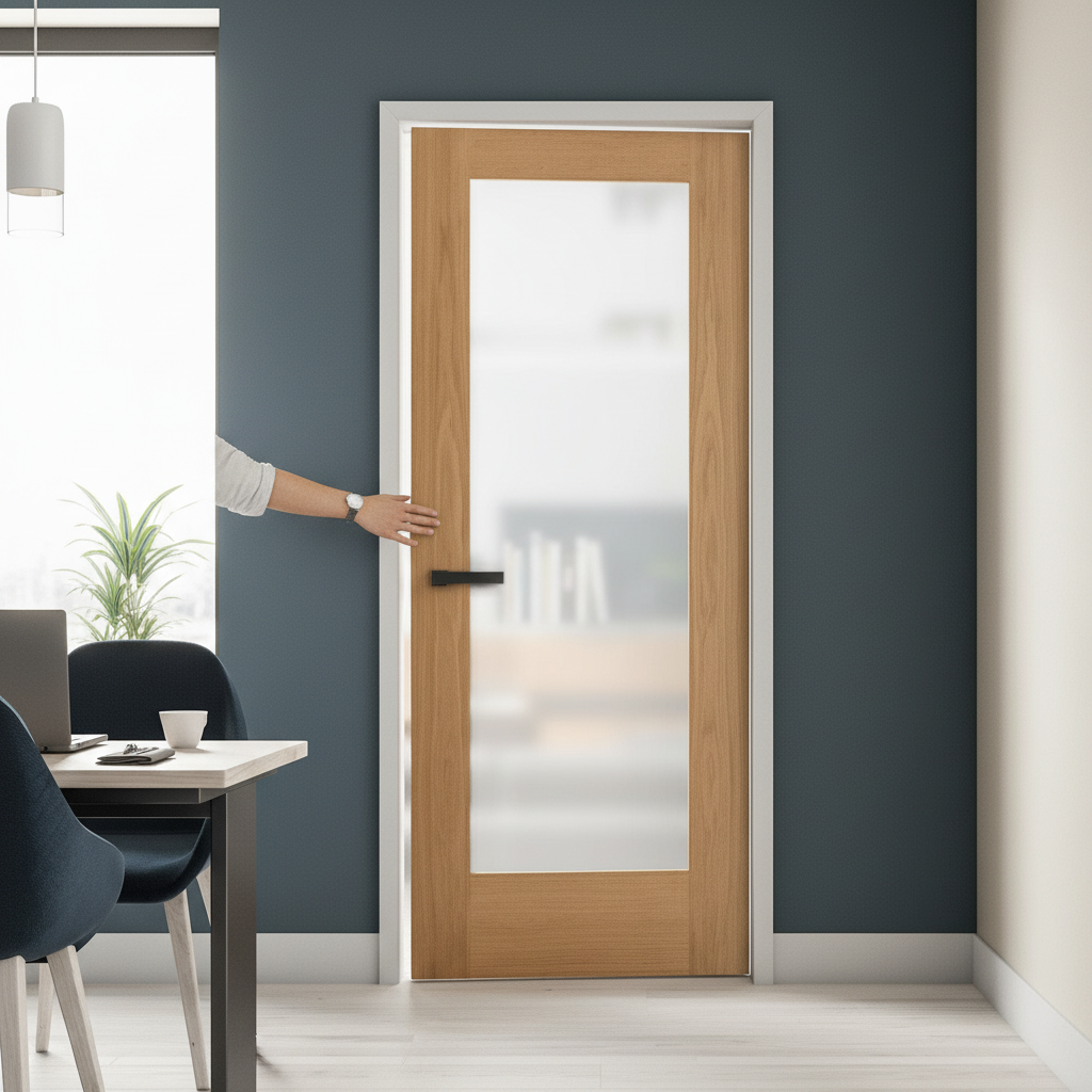 Premium Made-to-Measure Internal Oak Door with Obscure Glass Panel - Custom Sizes Available for Perfect Fit