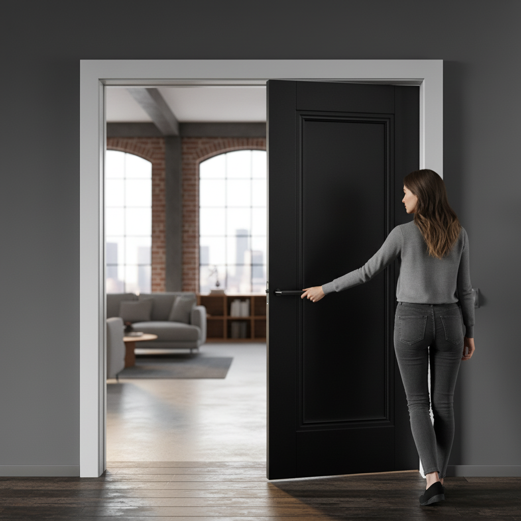 Premium Internal Black Primed One-Panel Pair Door Set with 35mm Thickness for Modern Elegance
