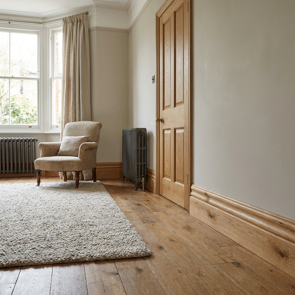 Oak Fully Finished Grooved Ogee Skirting Board 2400x125x18mm