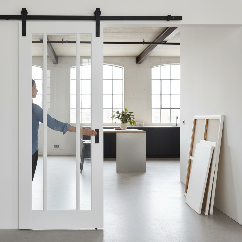 Internal Sliding Door Set with 3 Clear Glass Panels