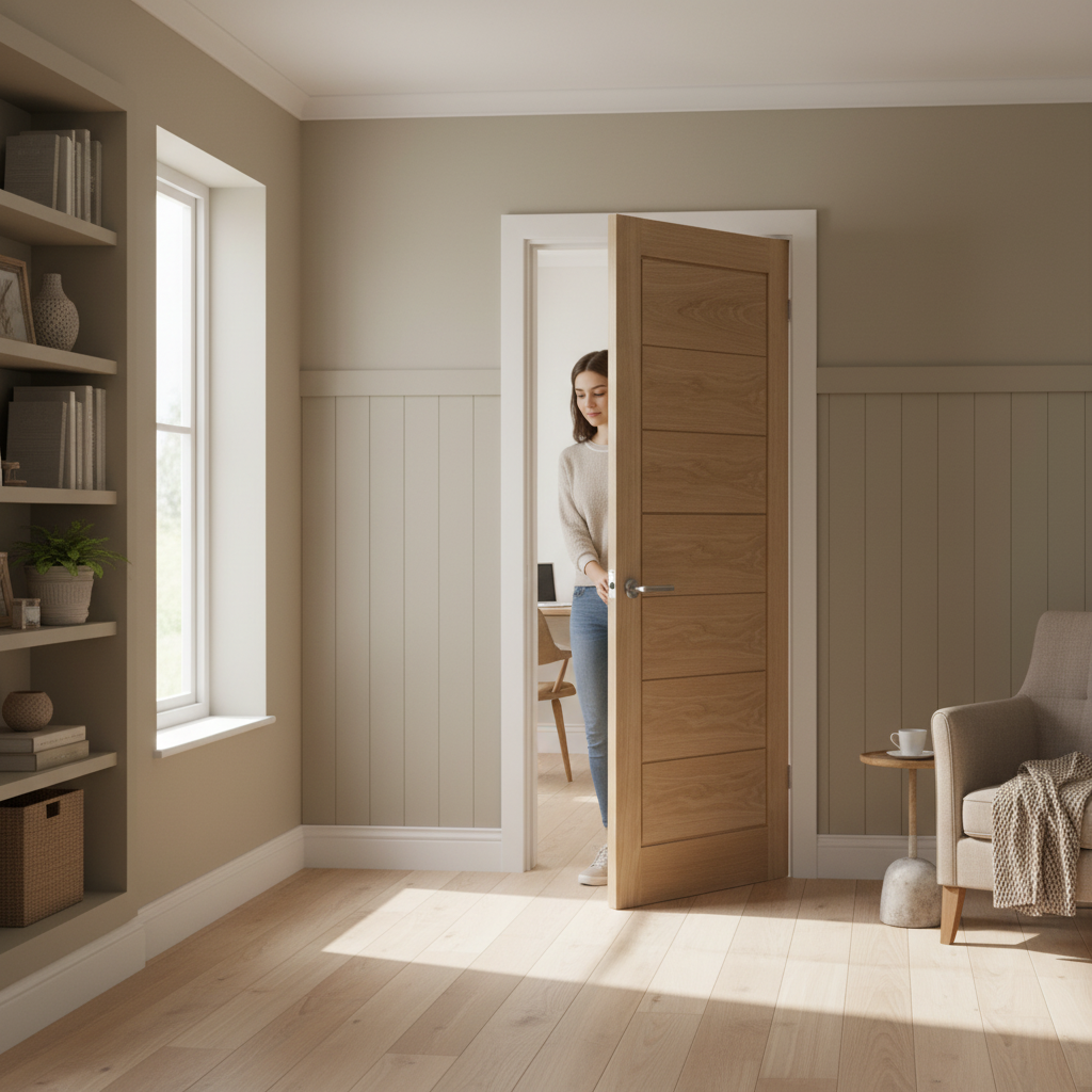 Premium Unfinished Internal Oak Horizontal Door - Modern Cottage Design with Solid Core for Custom Finishing