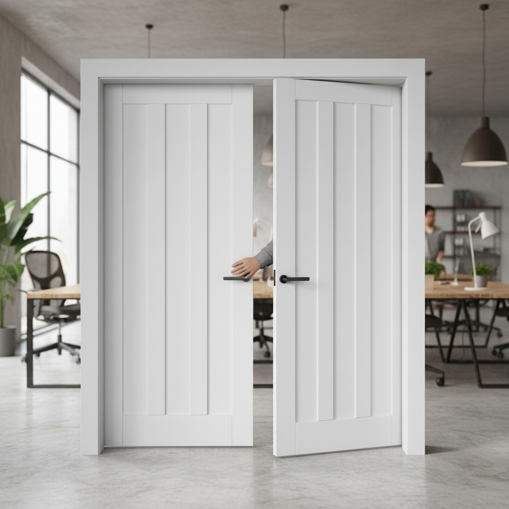 Internal White Primed 3 Panel Pair Door