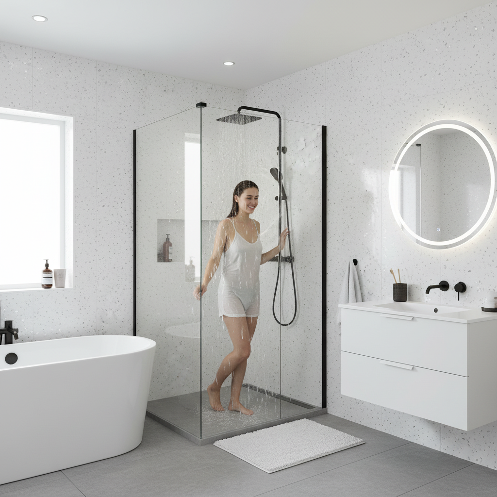 Waterproof Wall Panelling in White Sparkling Finish - 242...
