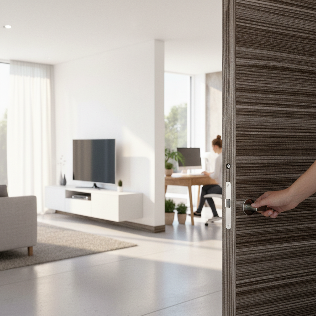 Raw Wood Single Pocket Door System with Galvanized Steel