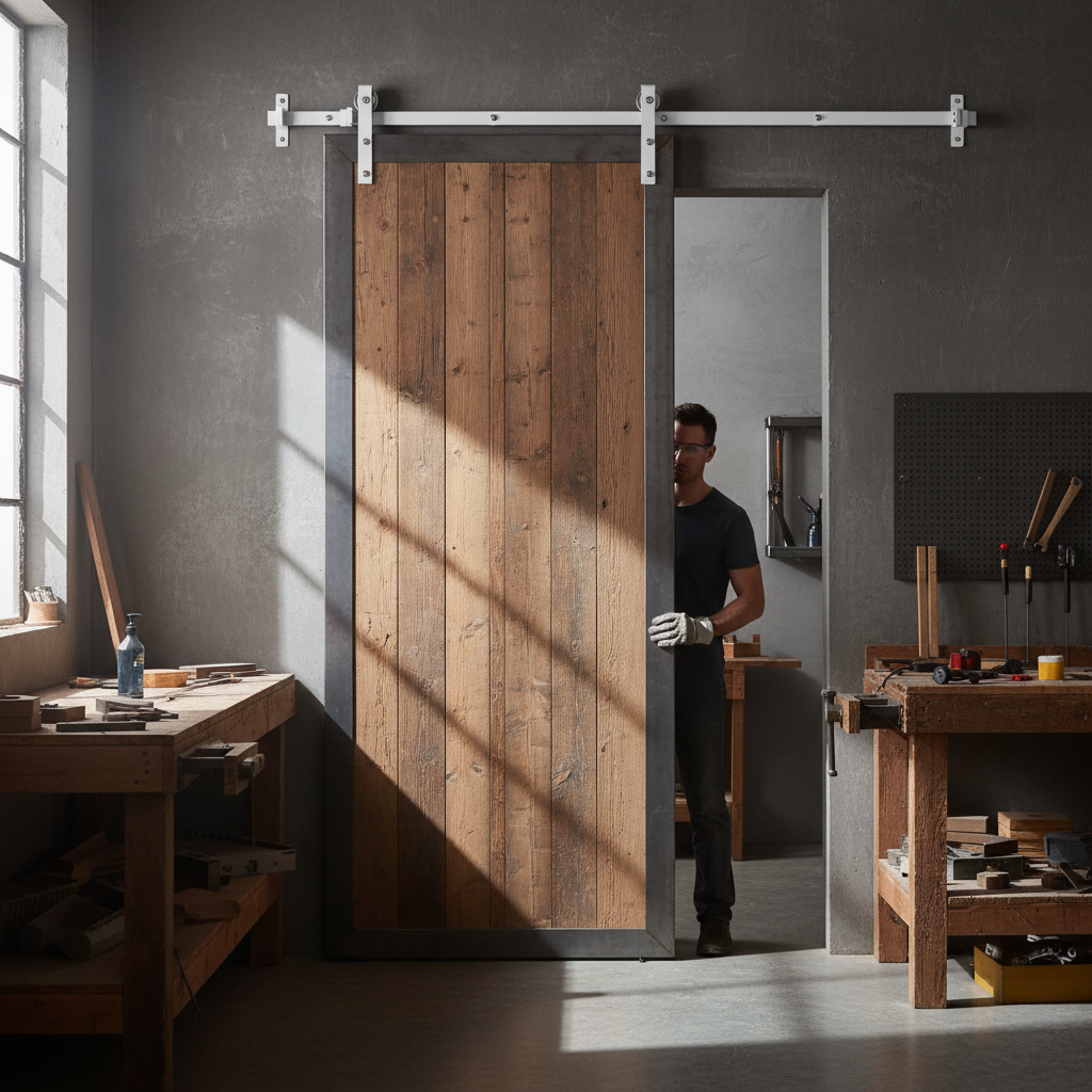 Premium Face Mounted Sliding Barn Door Track 1.98m with White Powder-Coated Finish for Doors Up to 100kg